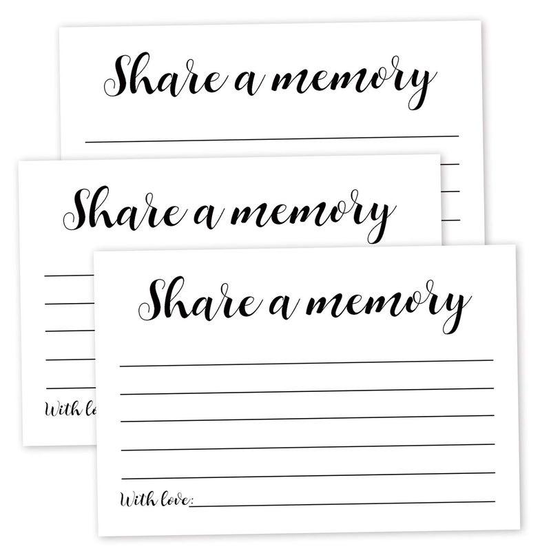 Giftideaworkshop 50 Pack Share a Memory Cards, Share a Memory Card for Funeral, Birthday, Retirement, Anniversary, Wedding, Celebration of life, Going Away Party Decorations, 4x6 Inch - Image 1